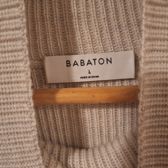Babaton by Aritzia Sweater Dress - Beige Size Large 100% Merino Wool - Picture 2 of 5